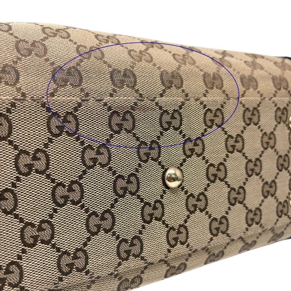 GUCCI Vintage GG Logo Monogram Shoulder Bag Brown Canvas Leather Bamboo [106428] - Picture 14 of 16